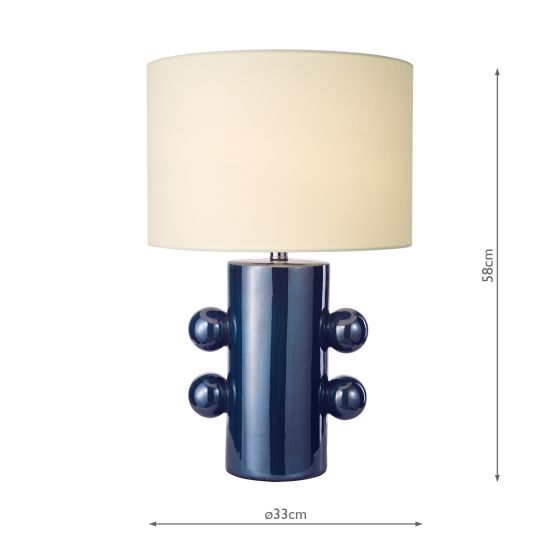 Tisha Table Lamp Blue Ceramic and Antique Brass With Shade