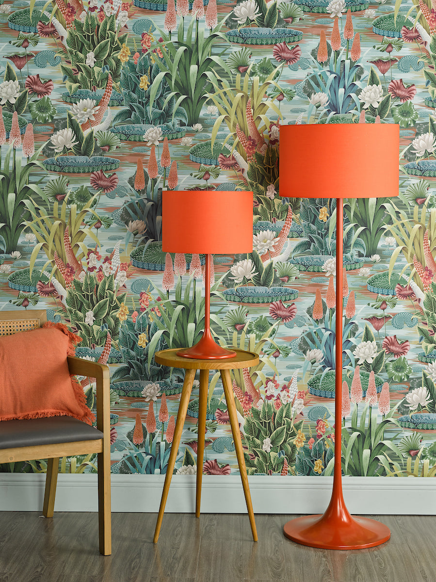 Toledo Floor Lamp Satin Orange With Shade