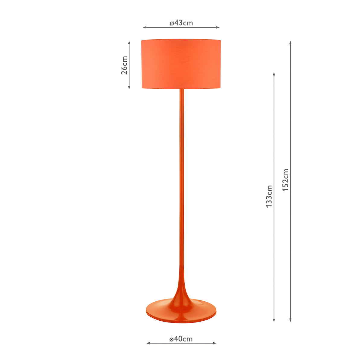 Toledo Floor Lamp Satin Orange With Shade