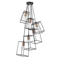 Tower 6 Light Cluster Pendant Matt Black & Copper