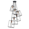 Tower 6 Light Cluster Pendant Matt Black & Copper