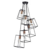 Tower 6 Light Cluster Pendant Matt Black & Copper
