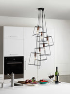 Tower 6 Light Cluster Pendant Matt Black & Copper