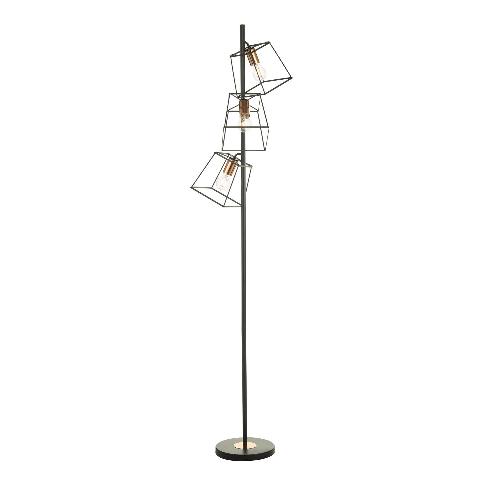 Tower 3 Light Floor Lamps Matt Black Copper