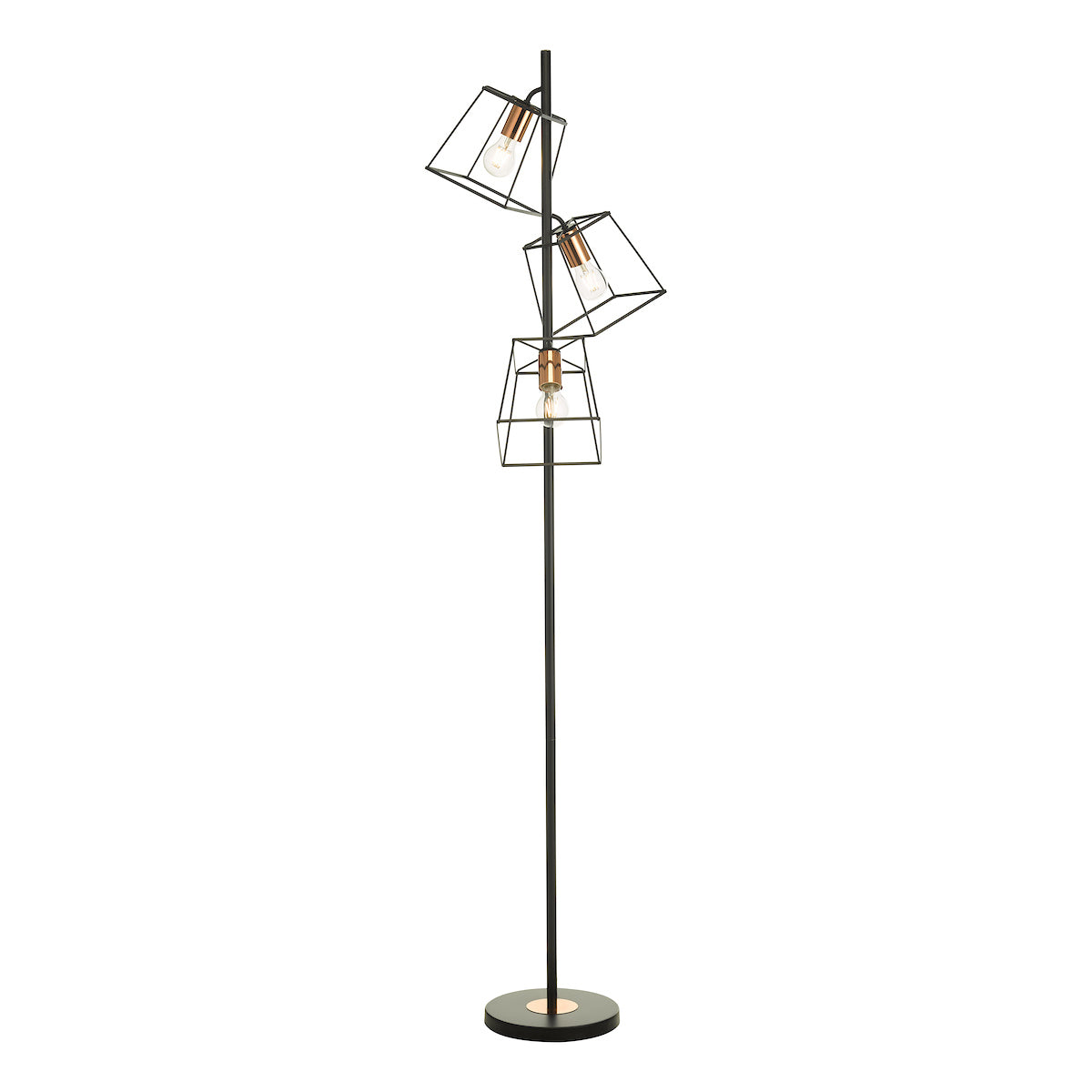 Tower 3 Light Floor Lamps Matt Black Copper