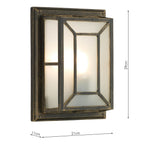 Trent Outdoor Wall Light Black/Gold Frosted Glass IP44