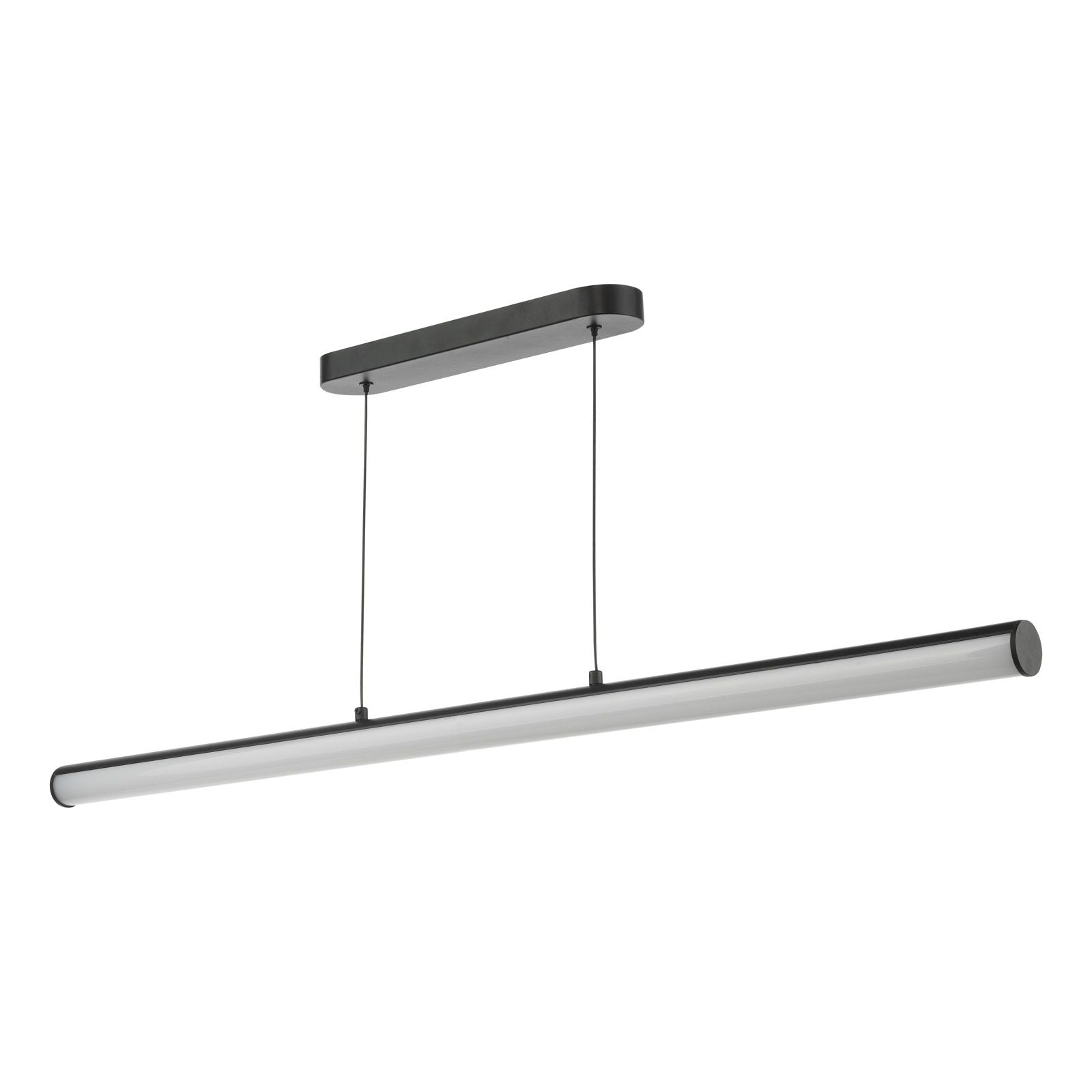 DAR Tube LED Bar Pendant Light Satin Black with Opal Diffuser