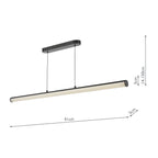DAR Tube LED Bar Pendant Light Satin Black with Opal Diffuser