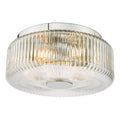 Twyman 3 Light Flush Polished Chrome and Ribbed Glass IP44