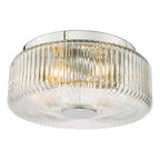 Twyman 3 Light Flush Polished Chrome and Ribbed Glass IP44