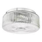 Twyman 3 Light Flush Polished Chrome and Ribbed Glass IP44