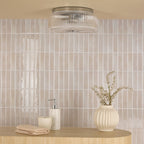 Twyman 3 Light Flush Polished Chrome and Ribbed Glass IP44