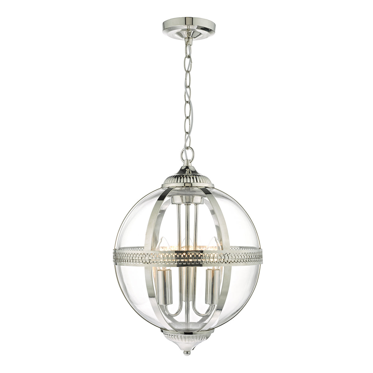 Vanessa 3 Light Pendant Polished Nickel & Glass