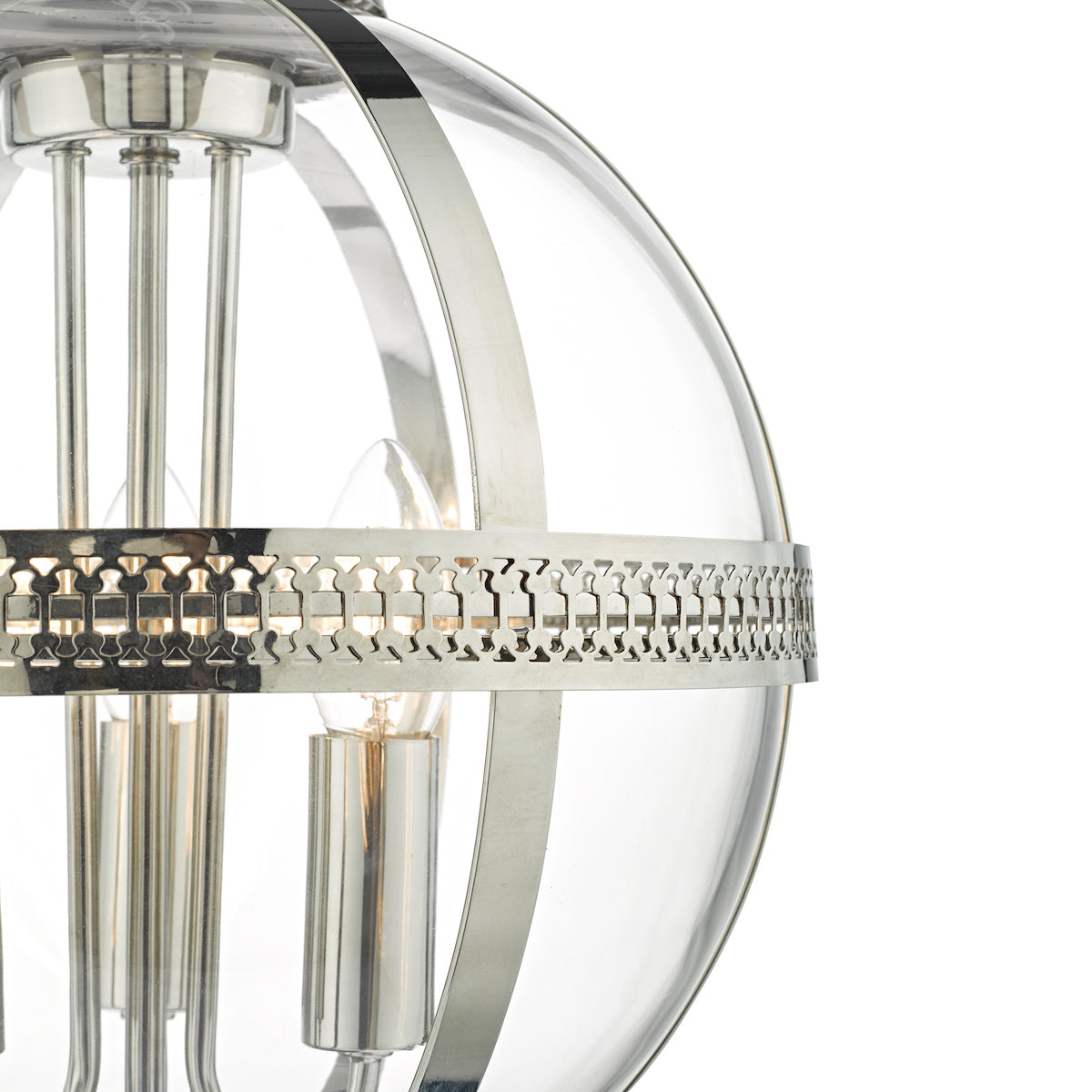 Vanessa 3 Light Pendant Polished Nickel & Glass
