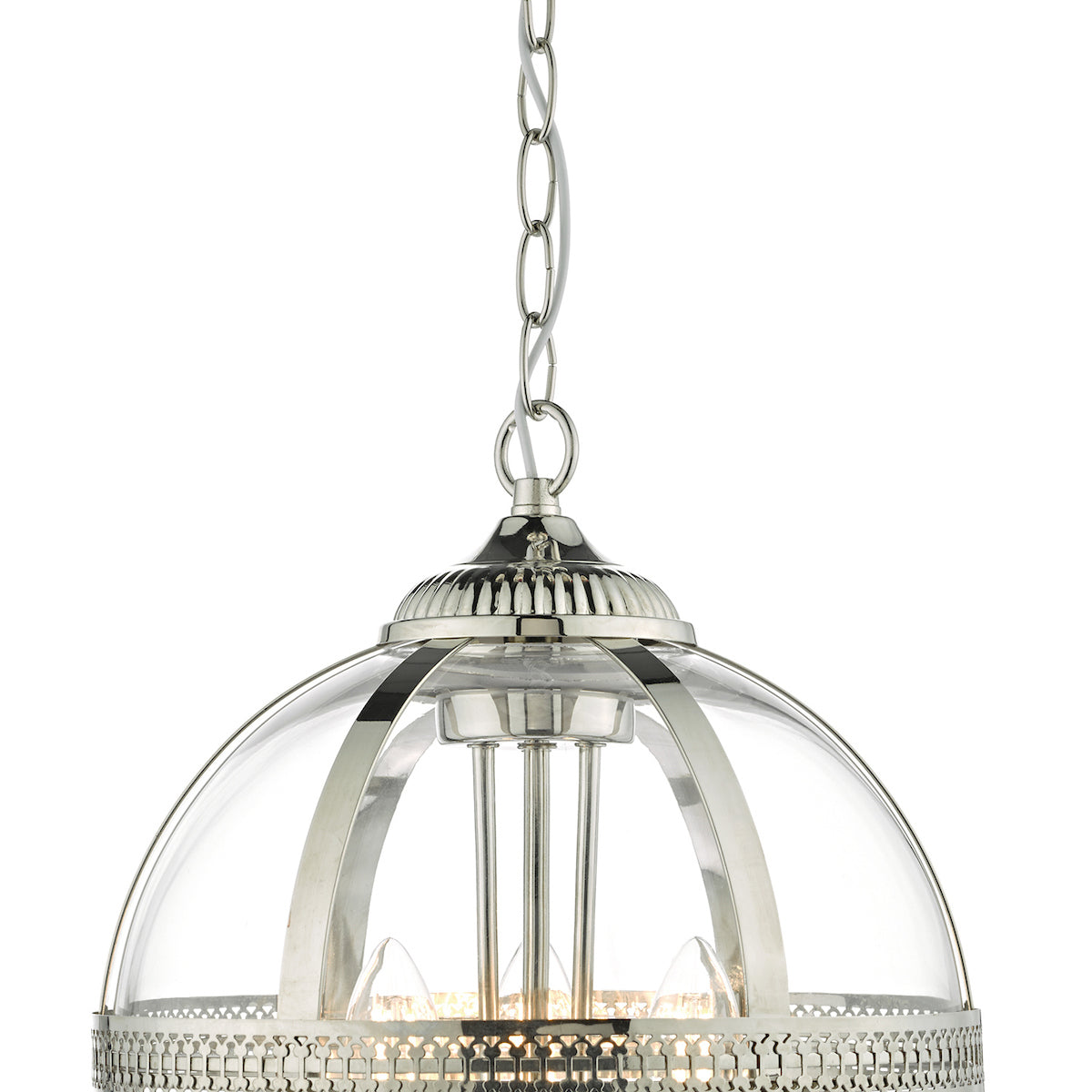 Vanessa 3 Light Pendant Polished Nickel & Glass