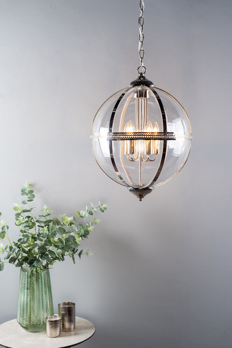 Vanessa 5 Light Pendant Polished Nickel And Clear
