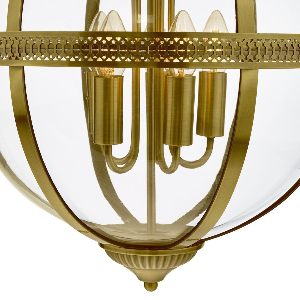 Vanessa 5 Light Lantern Antique Brass Glass