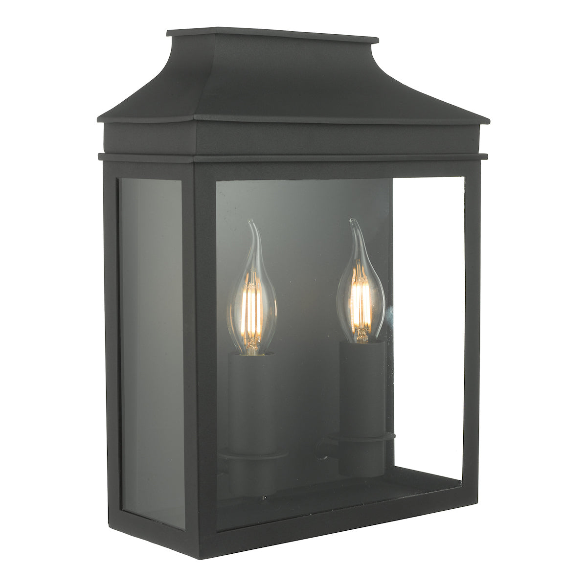 Vapour 2 Light Coach Lantern Outdoor Wall Light Matt Black IP44
