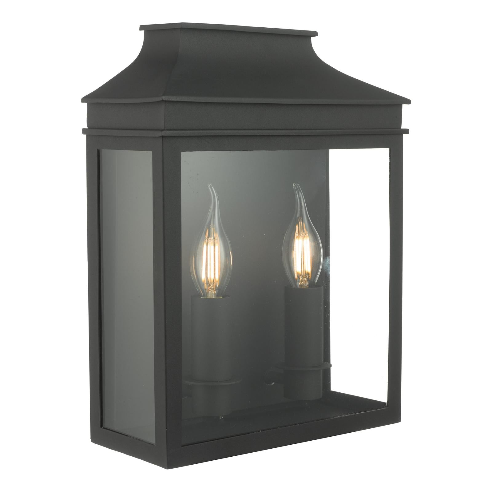 Vapour 2 Light Coach Lantern Outdoor Wall Light Matt Black IP44