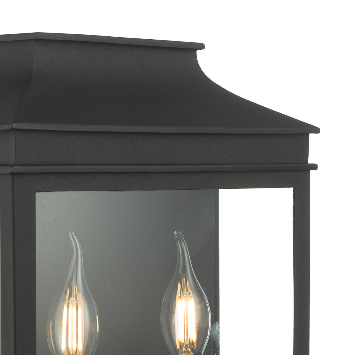 Vapour 2 Light Coach Lantern Outdoor Wall Light Matt Black IP44
