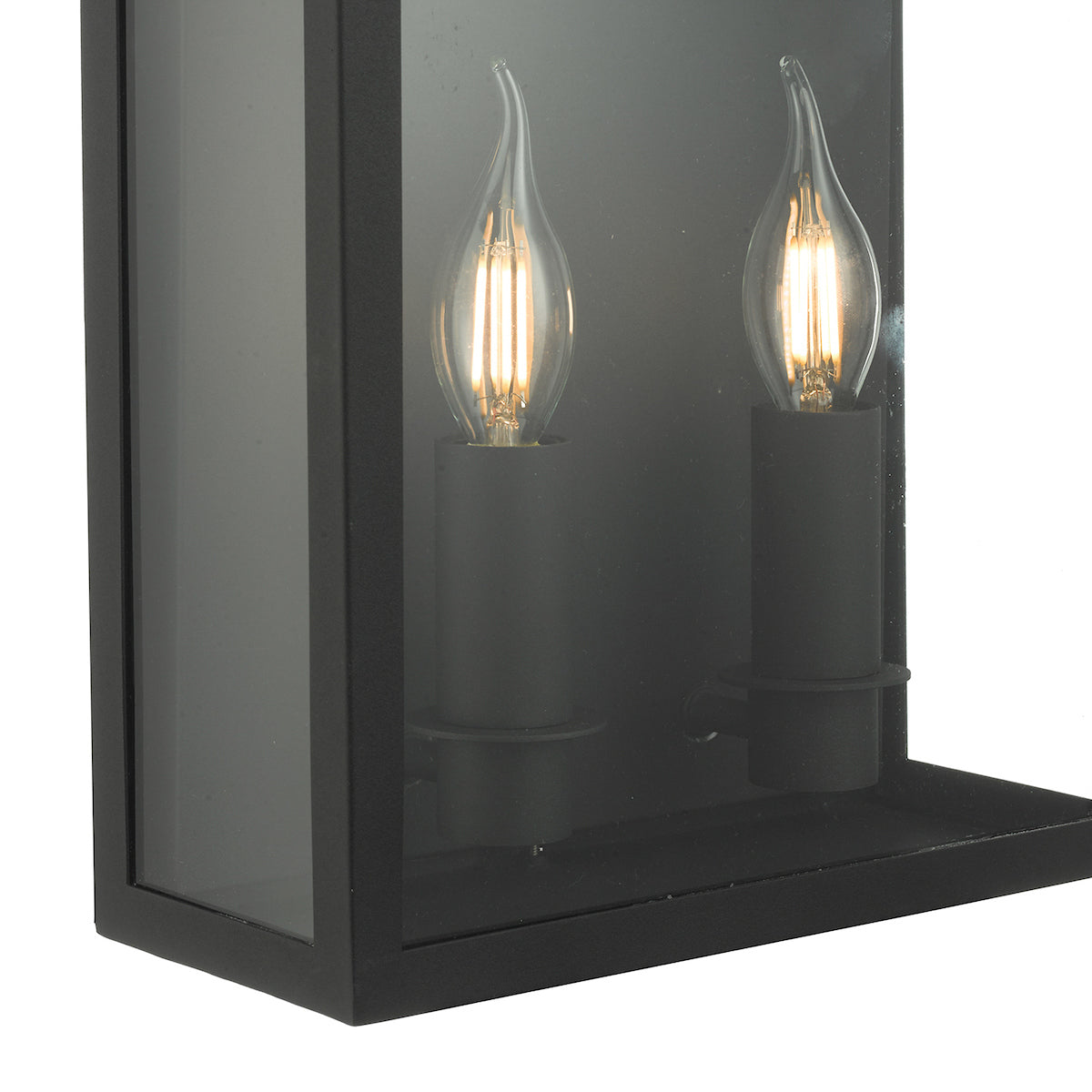 Vapour 2 Light Coach Lantern Outdoor Wall Light Matt Black IP44