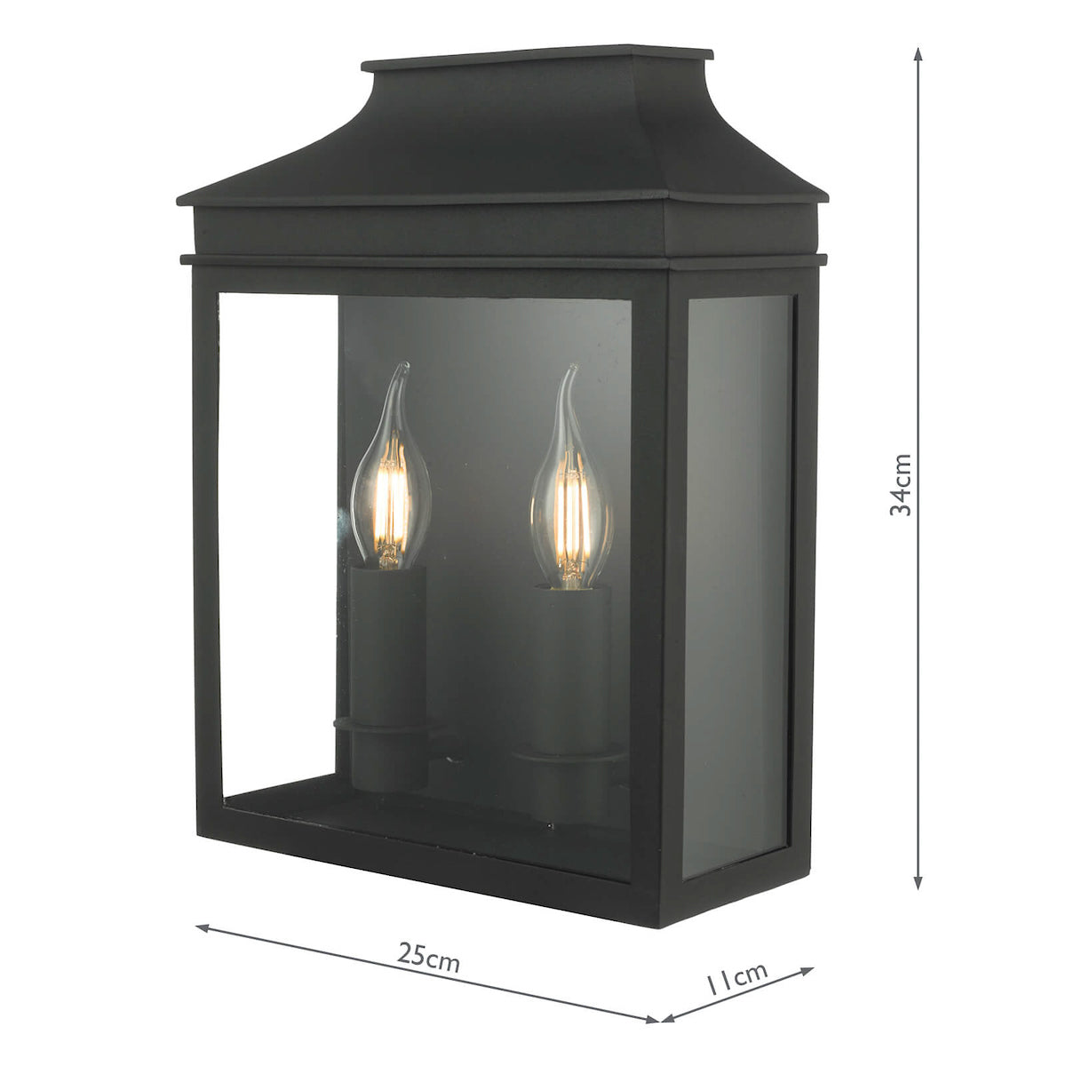 Vapour 2 Light Coach Lantern Outdoor Wall Light Matt Black IP44