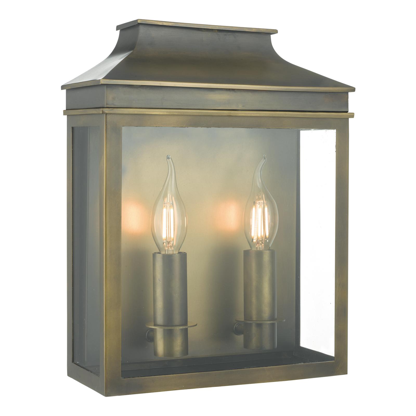 Vapour 2 Light Coach Lantern Outdoor Wall Light Weathered Brass IP44