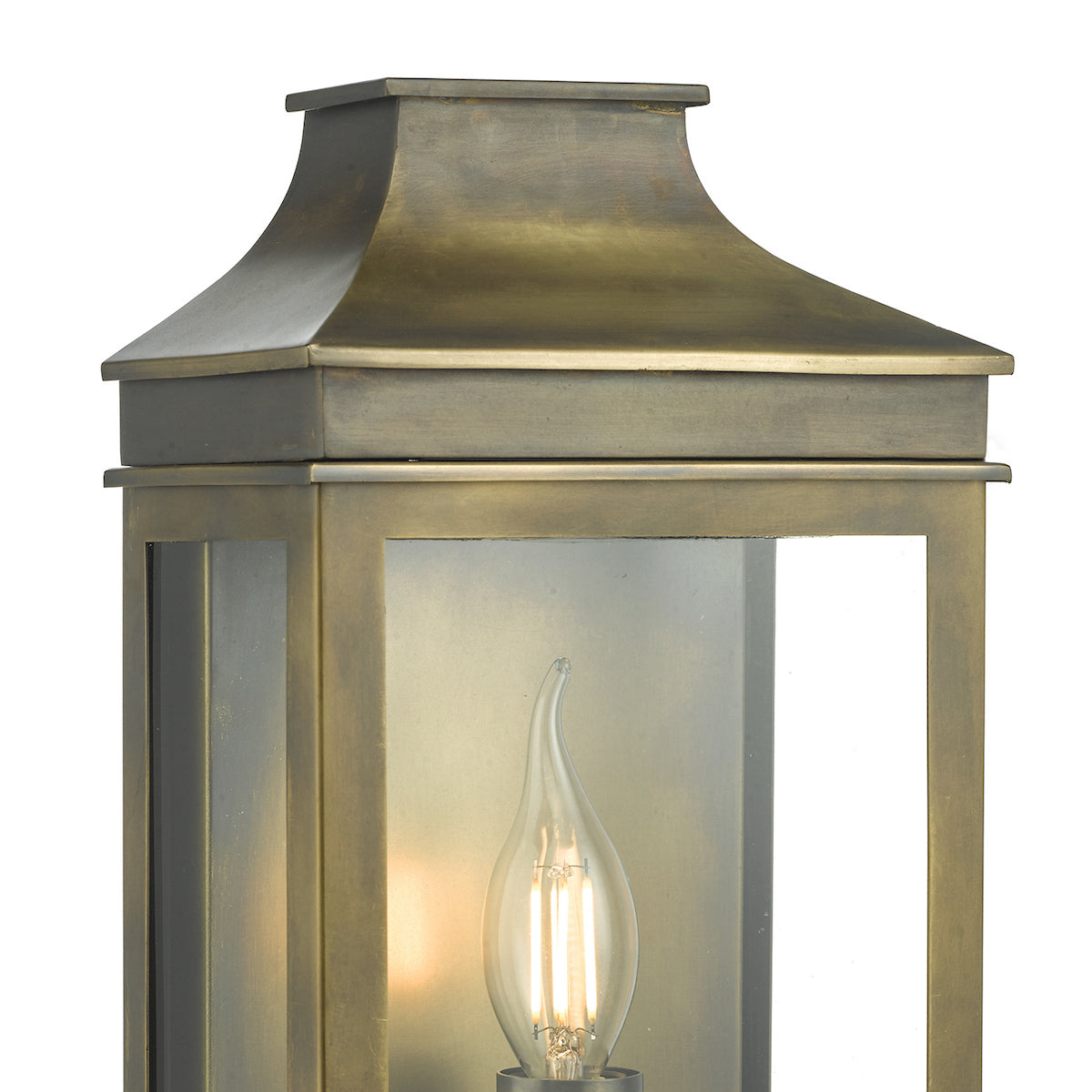 Vapour Coach Lantern Outdoor Wall Light Weathered Brass IP44