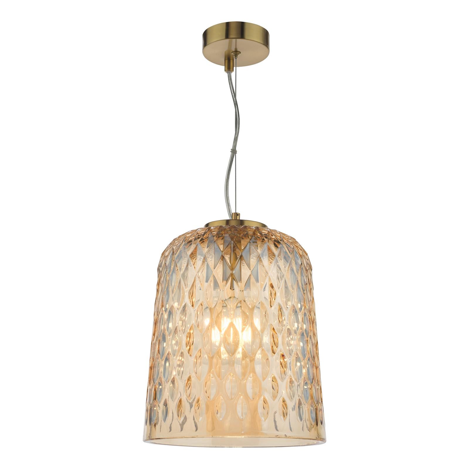 Varius Pendant Natural Brass and Amber Glass