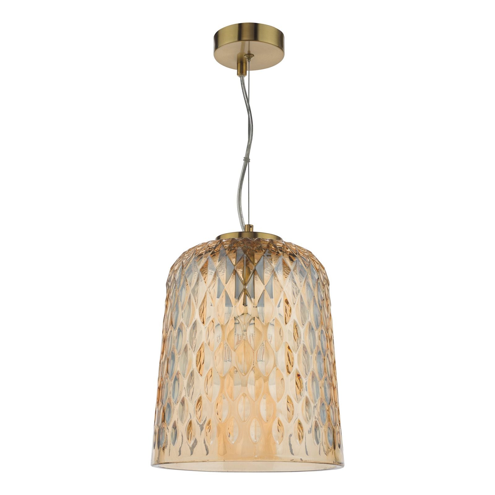 Varius Pendant Natural Brass and Amber Glass