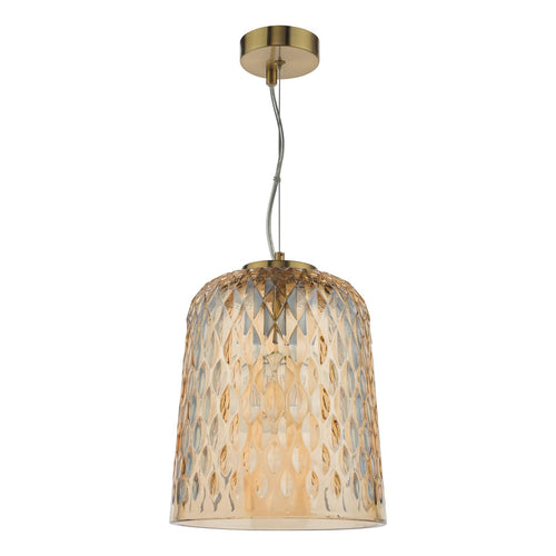 Varius Pendant Natural Brass and Amber Glass