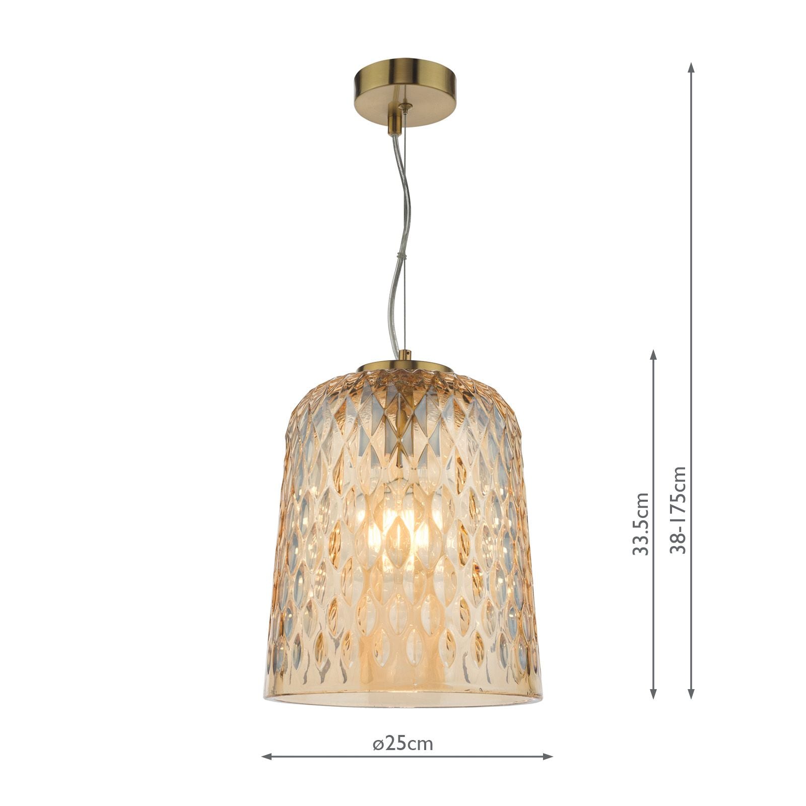Varius Pendant Natural Brass and Amber Glass