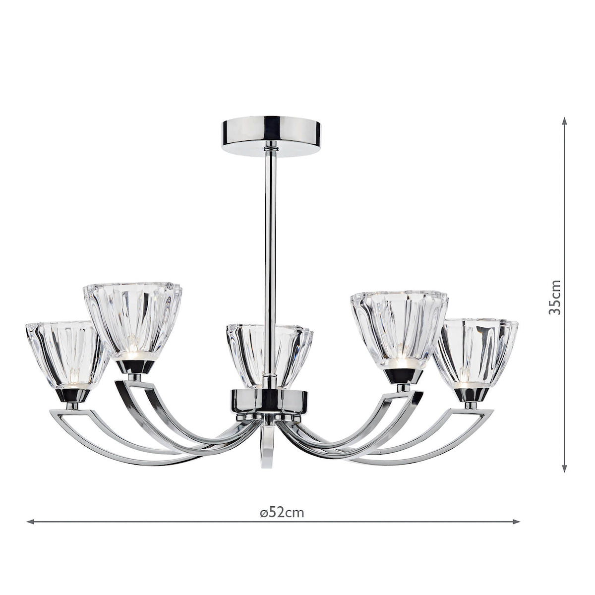 Vito 5 Light Semi Flush Polished Chrome