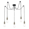 Waco 5 Light Pendant Antique Brass Matt Black