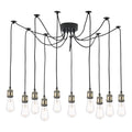 Waco 10 Light Pendant Antique Brass Matt Black