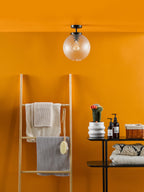 Wayne Bathroom Semi Flush Matt Black Opal Glass IP44