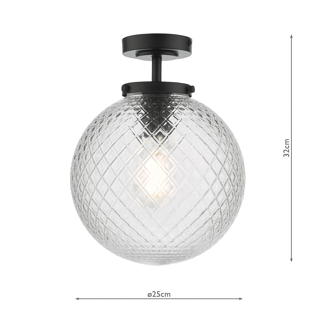 Wayne Bathroom Semi Flush Matt Black Opal Glass IP44