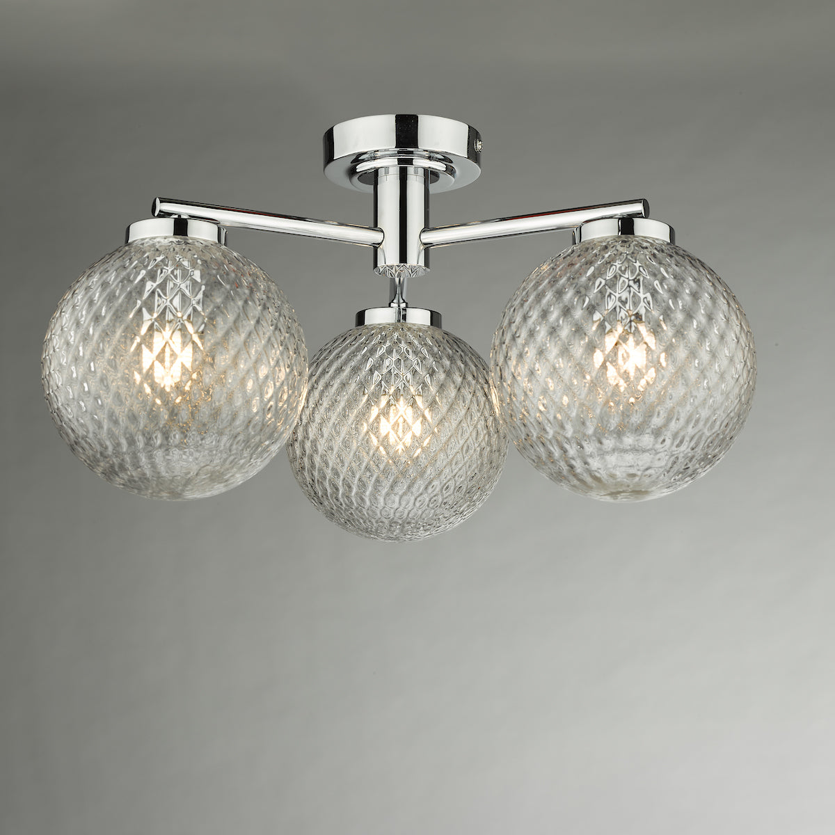 Wayne Bathroom 3 Light Semi Flush Polished Chrome Glass IP44