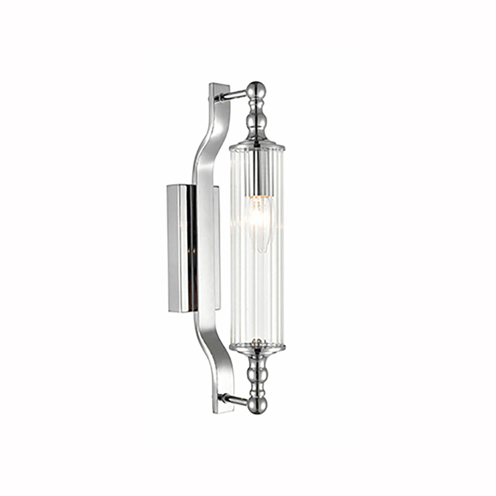 Luce Chrome Wall Light (Clear Ribbed Glass)