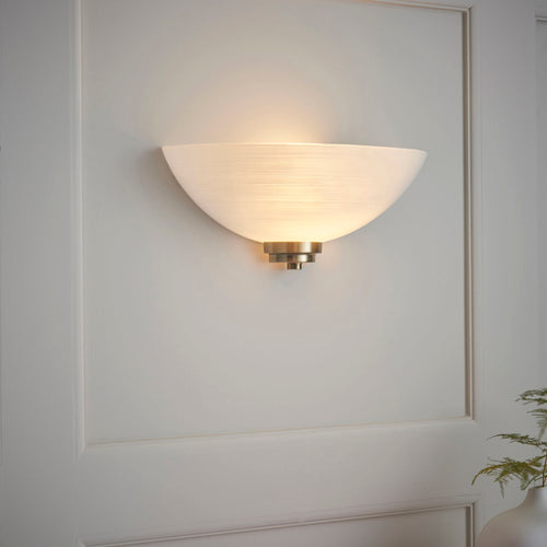 Welles 1-Light Antique Brass Wall Light with White Glass Shade