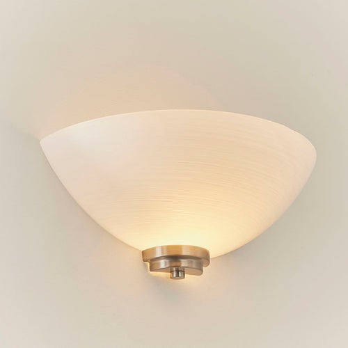 Welles 1-Light Satin Chrome Wall Light with White Glass Shade
