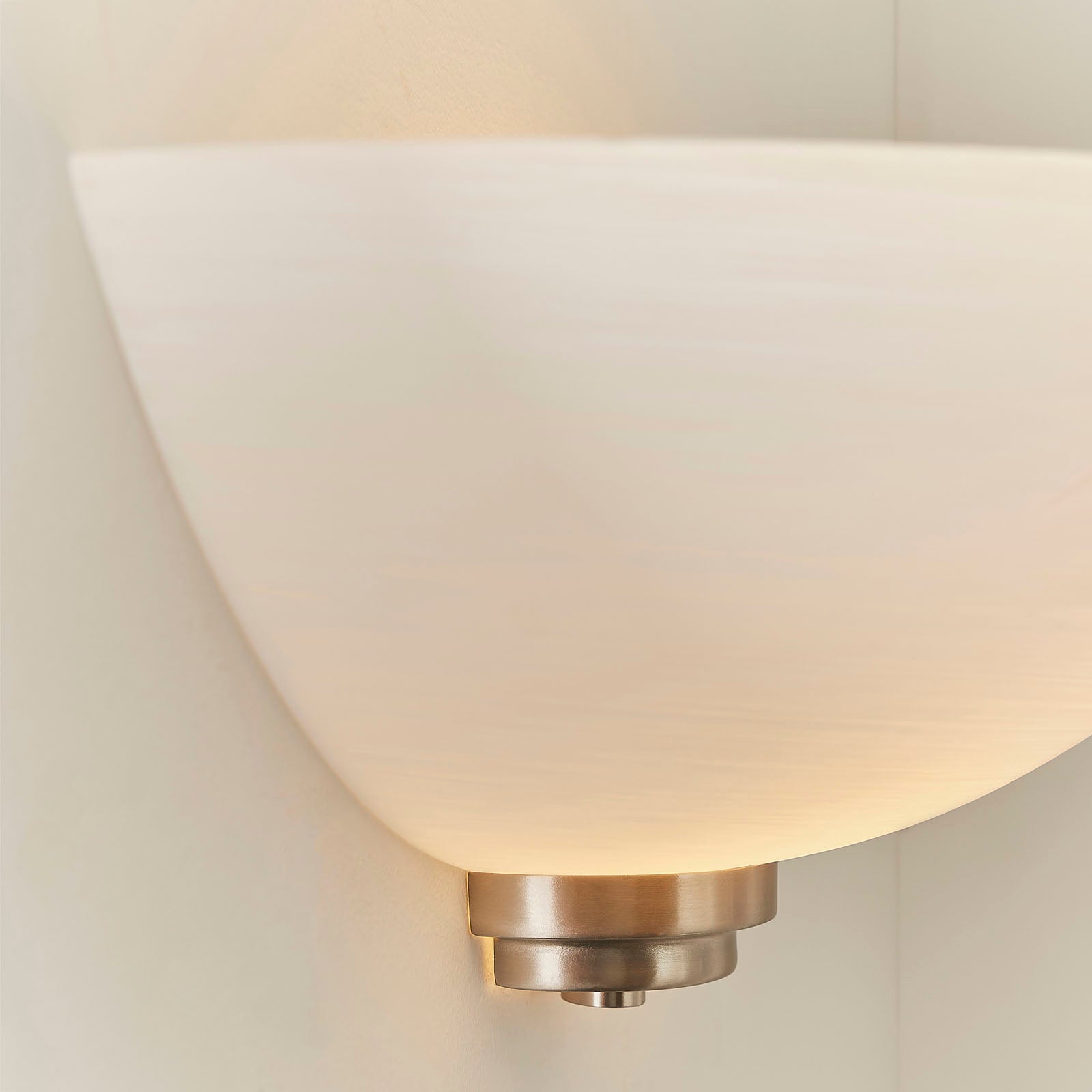 Welles 1-Light Satin Chrome Wall Light with White Glass Shade