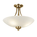Welles 3-Light Antique Brass Flush Mount Light with White Glass Shade