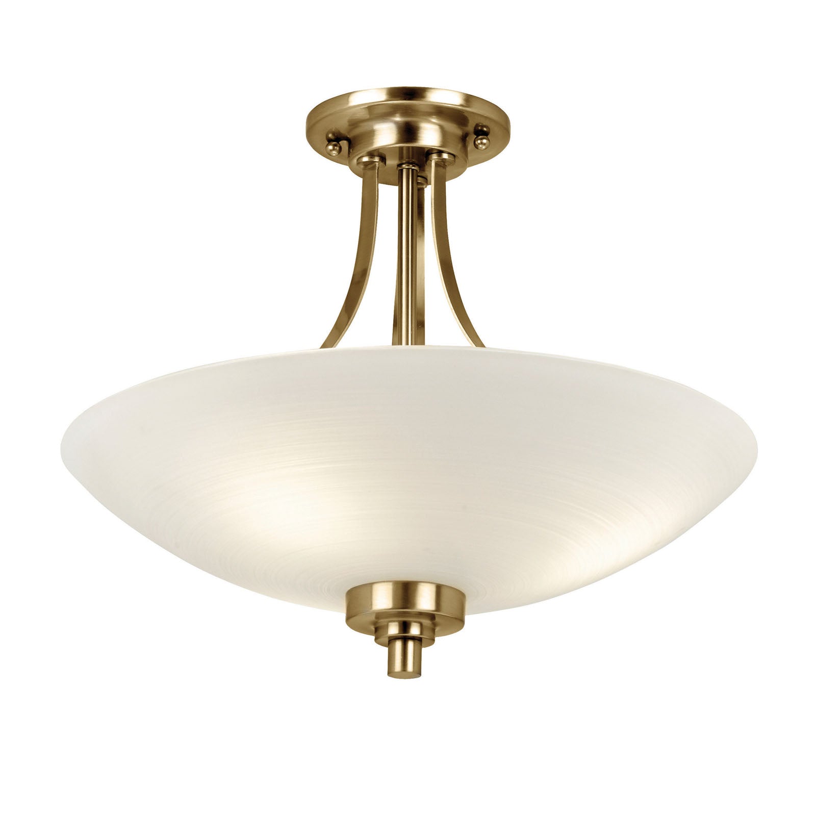 Welles 3-Light Antique Brass Flush Mount Light with White Glass Shade