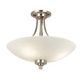 Welles 3-Light Satin Chrome Flush Mount Light with White Glass Shade