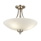 Welles 3-Light Satin Chrome Flush Mount Light with White Glass Shade