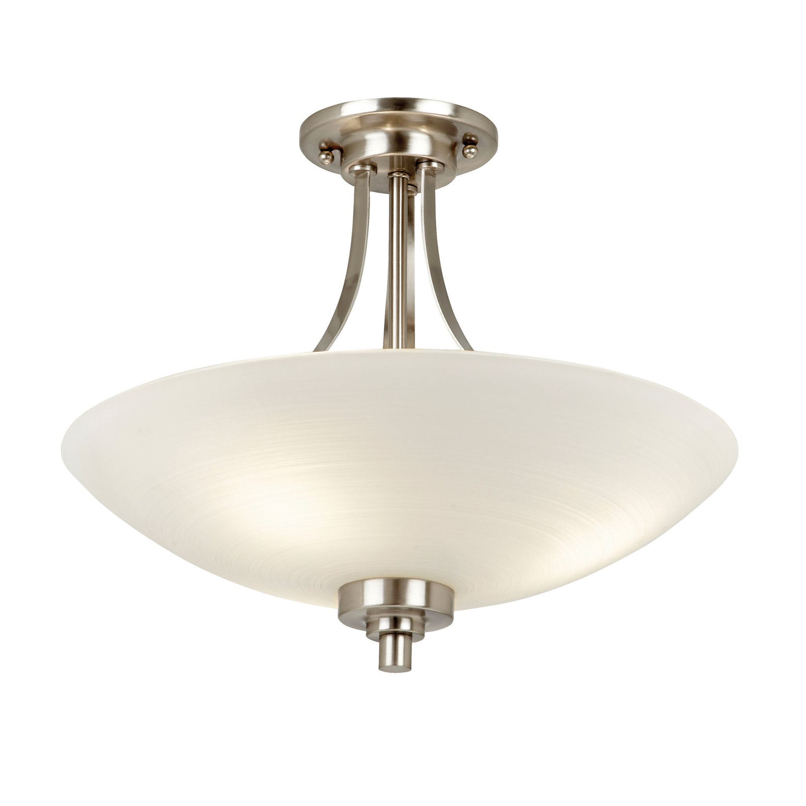 Welles 3-Light Satin Chrome Flush Mount Light with White Glass Shade