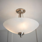 Welles 3-Light Satin Chrome Flush Mount Light with White Glass Shade
