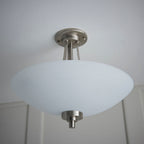 Welles 3-Light Satin Chrome Flush Mount Light with White Glass Shade