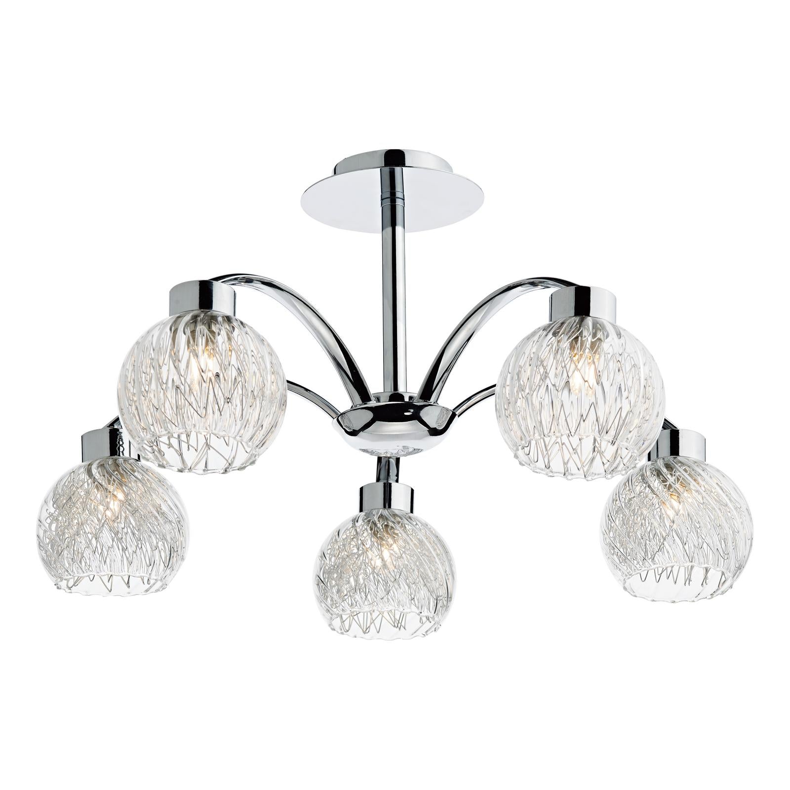 Yasmin 5 Light Semi Flush Polished Chrome